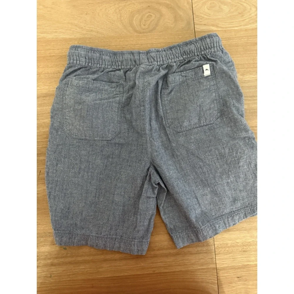 Tommy Bahama Boys Chambray Drawstring Shorts Blue Cotton Size L 10/12 EUC